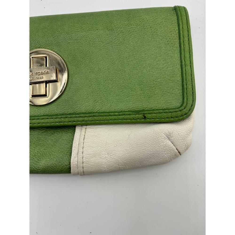 Women's Kate Spade Green and White Leather Clutch - Picture 3 of 15